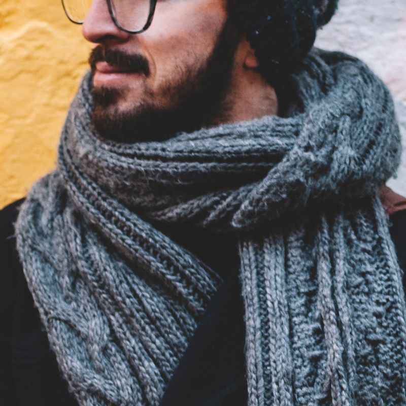 Unisex Winter 9 count Scarf (Black & White Crape Rizzle) - Image 2
